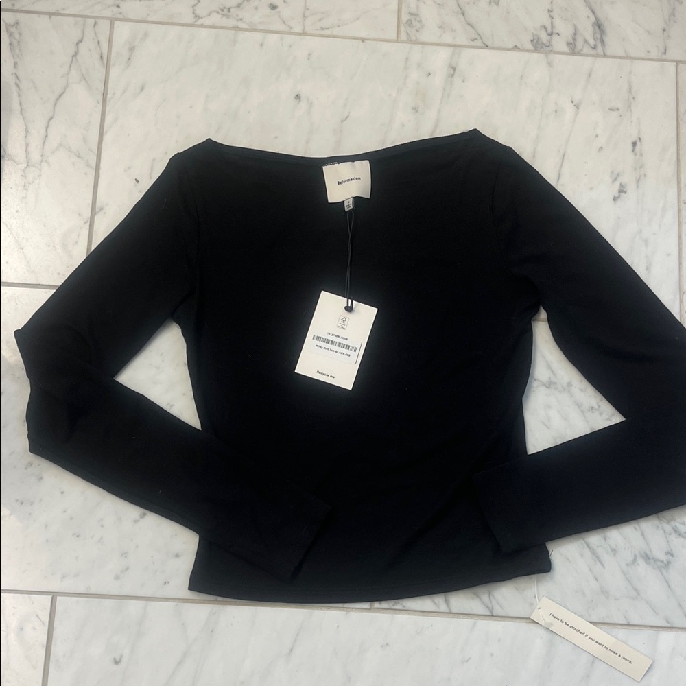 Reformation Classic Black Long Sleeve Top - Picture 2 of 5
